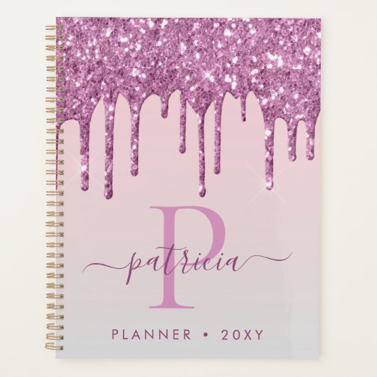 Planificateur à monogramme élégant avec gouttes de (Devant)