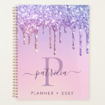 Planificateur à monogramme élégant avec gouttes de