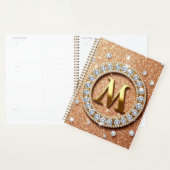 ✨ Planificateur à monogramme M or rose, conception (Devant avec enveloppe)
