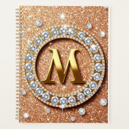 ✨ Planificateur à monogramme M or rose, conception (Devant)