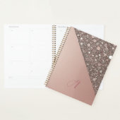 Planificateur à monogramme or rose élégant (Devant avec enveloppe)