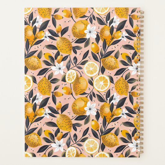 Planificateur à motif personnalisé de citron médit (Dos)