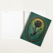 Planificateur à reliure spirale avec une rose surr (Devant avec enveloppe)