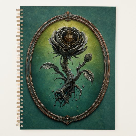 Planificateur à reliure spirale avec une rose surr (Devant)