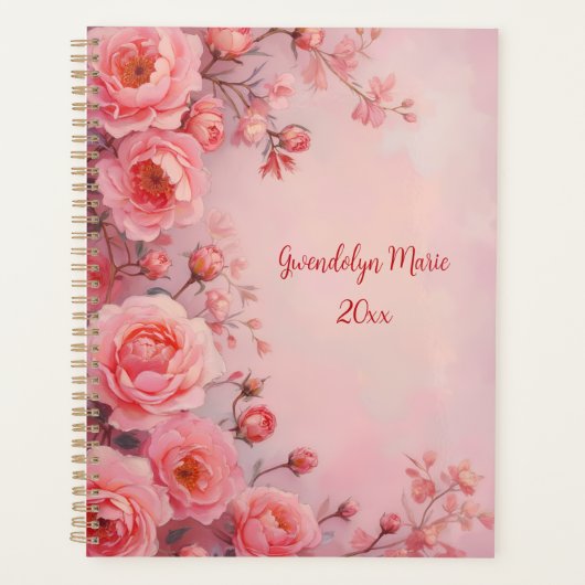 Planificateur à reliure spirale Fleurs de roses ro (Devant)