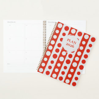 Planificateur à spirale à pois rouges et blancs 20