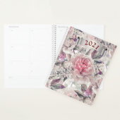 Planificateur annuel 2021 en roses (Devant avec enveloppe)