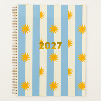 Planificateur annuel 2027 à rayures bleues et sole