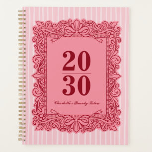Planificateur annuel à cadre orné rose et rouge