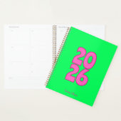 Planificateur annuel écriture grasse vert et rose  (Devant avec enveloppe)