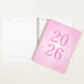 Planificateur annuel grand format Aura rose (Devant avec enveloppe)