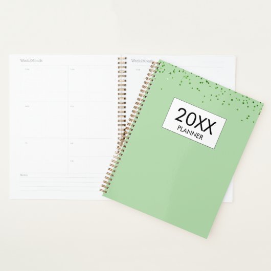 Planificateur annuel personnalisé à paillettes ver (Devant avec enveloppe)
