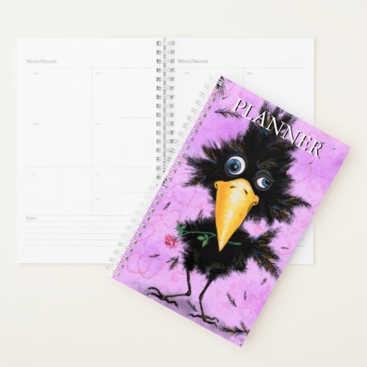 Planificateur avec oiseau drôle (Devant avec enveloppe)
