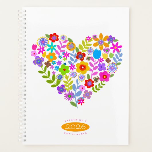 Planificateur Boho Wildflower Heart 2026 (Devant)