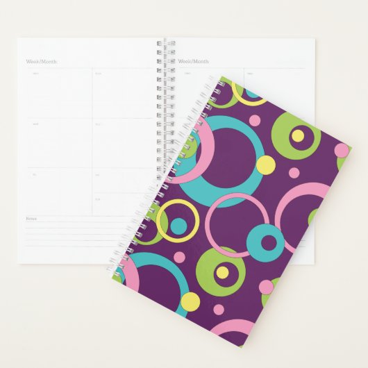 Planificateur Cercles Violets Funky (Devant avec enveloppe)