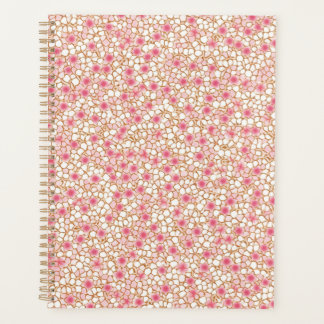 Planificateur Chiyogami en fleurs rose et blanc