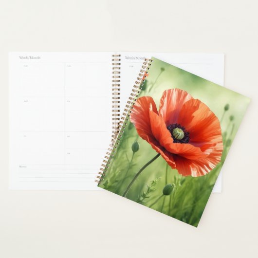 Planificateur Coquelicot Rouge  (Devant avec enveloppe)