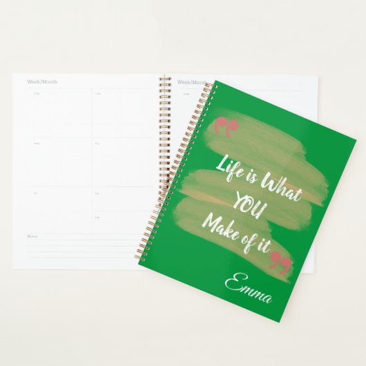 Planificateur Customisé arrière - plan vert (Devant avec enveloppe)