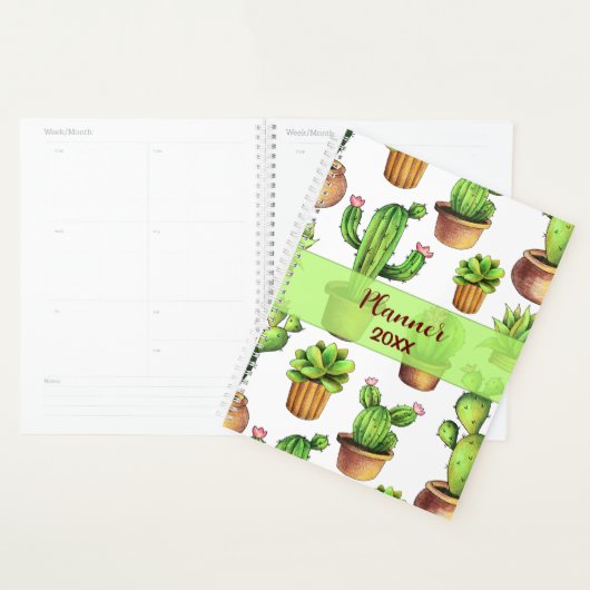 Planificateur d'aquarelle Cute Cactus (Devant avec enveloppe)