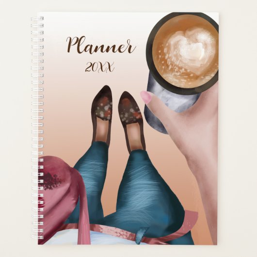 Planificateur d'aquarelle pour fille de café (Devant)