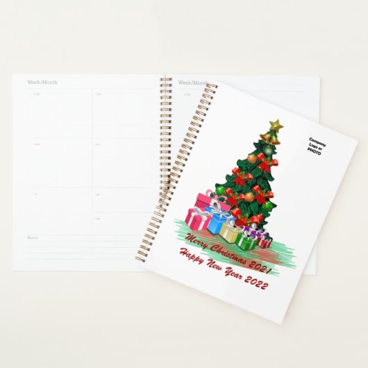 Planificateur d'arbre de Noël (blanc) (Devant avec enveloppe)