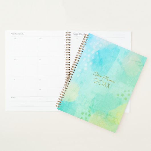 Planificateur d'art Abstrait bleu et vert (Devant avec enveloppe)