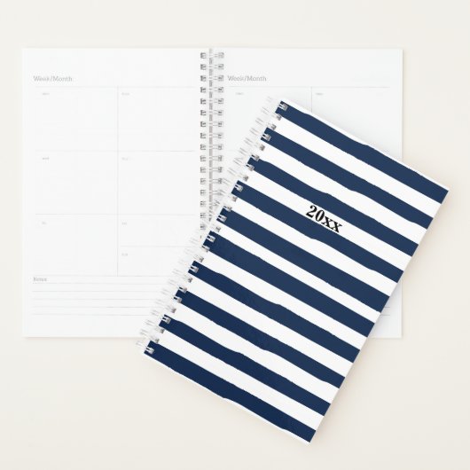 Planificateur de bandes bleues et blanches (Devant avec enveloppe)