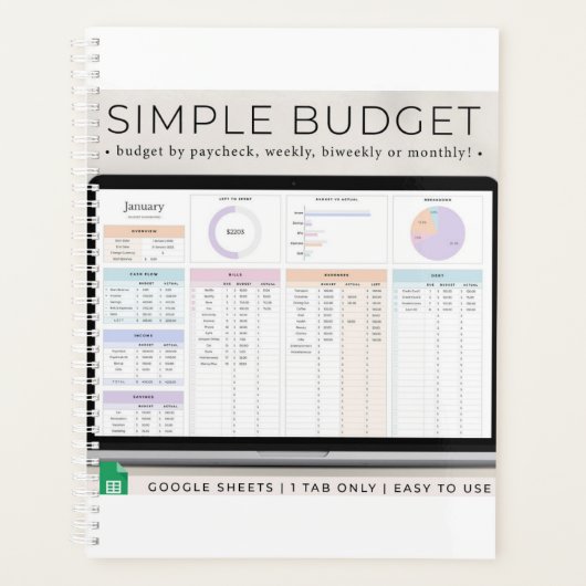 Planificateur de budget pour Google Sheets, Budget (Devant)