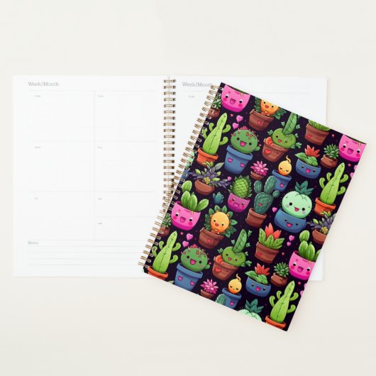 Planificateur de Cactus Kawaii (Devant avec enveloppe)