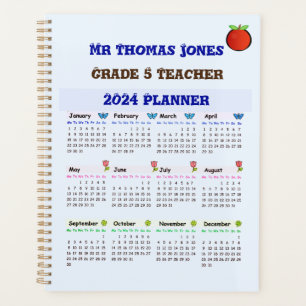 Planificateur de calendrier enseignant bleu