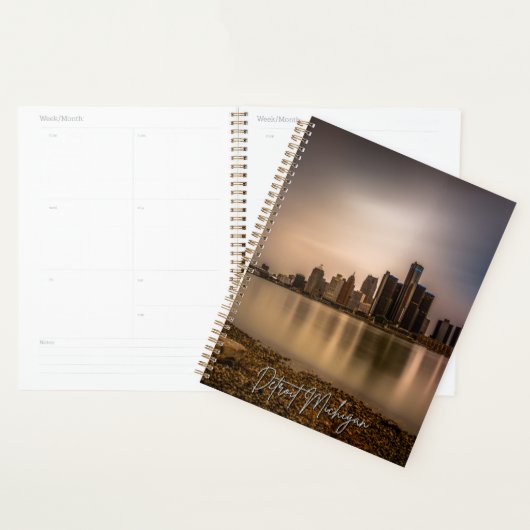 Planificateur de calendrier Skyline de Detroit Mic (Devant avec enveloppe)