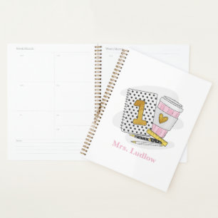 Planificateur de Carnet blanc pour enseignant de p