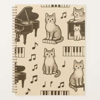 Planificateur de chat sur un piano décoloré