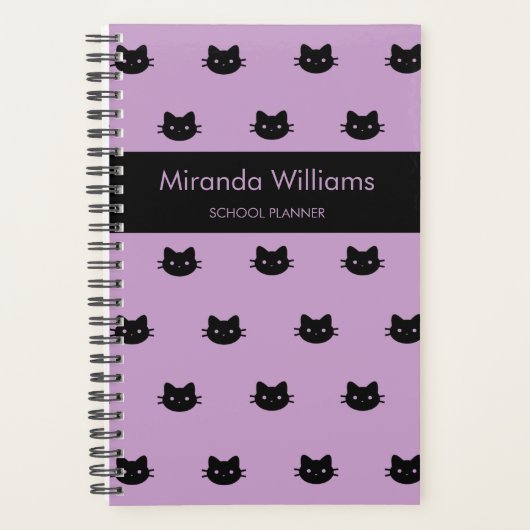 Planificateur De Chat Violet Et Noir (Devant)