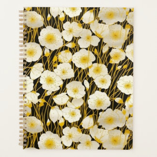 Planificateur de chiyogami Floral Blanc et Or