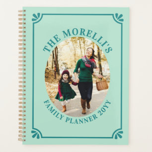 Planificateur de famille ovale vert menthe et sarc