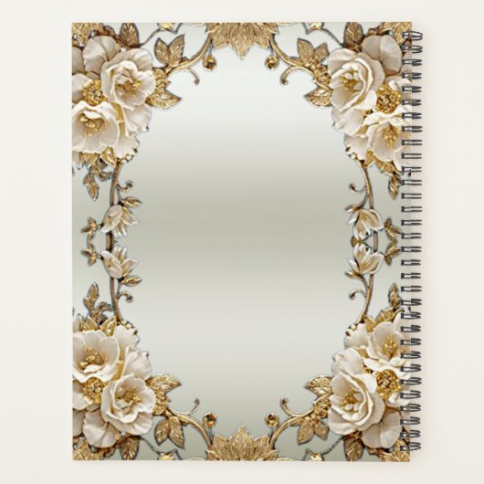 Planificateur de fleurs blanches ornées dorées (Dos)
