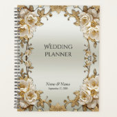 Planificateur de fleurs blanches ornées dorées (Devant)