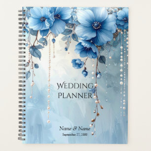 Planificateur de fleurs bleues et de perles