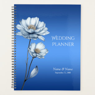 Planificateur de fleurs d'aquarelle bleue