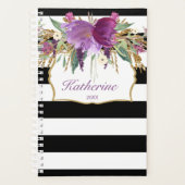 Planificateur de fleurs d'aquarelle violet et or (Devant)
