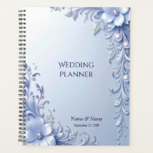 Planificateur de fleurs ornées bleues avec perles