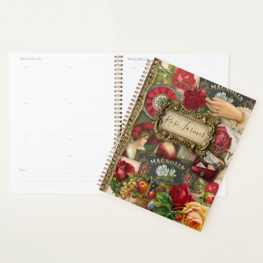Planificateur de fleurs Rose vintage (Devant avec enveloppe)