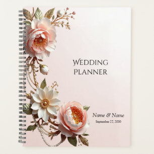 Planificateur de fleurs roses et blanches décorati