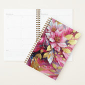 Planificateur de fleurs roses et or (Devant avec enveloppe)