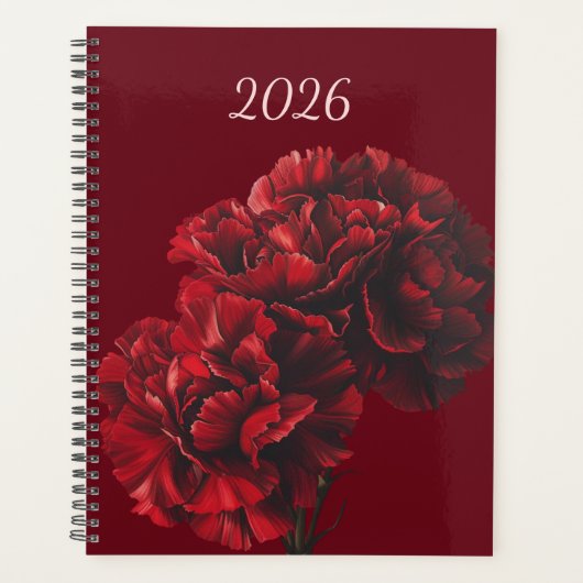 Planificateur de fleurs rouges 2026 (Devant)
