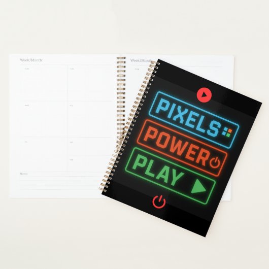 Planificateur de jeu Pixels Power Play – Que le je (Devant avec enveloppe)