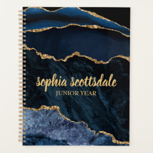 Planificateur de l'année junior en marbre bleu mar