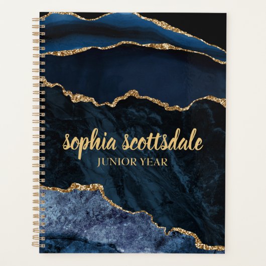 Planificateur de l'année junior en marbre bleu mar (Devant)