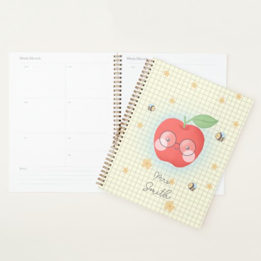 Planificateur de l'enseignant de pomme mignonne (Devant avec enveloppe)